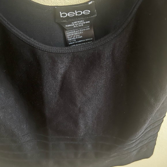 Bebe Slim Fit Sleeveless Black Crop Tank Top. Fits Medium and Large. - Picture 3 of 4